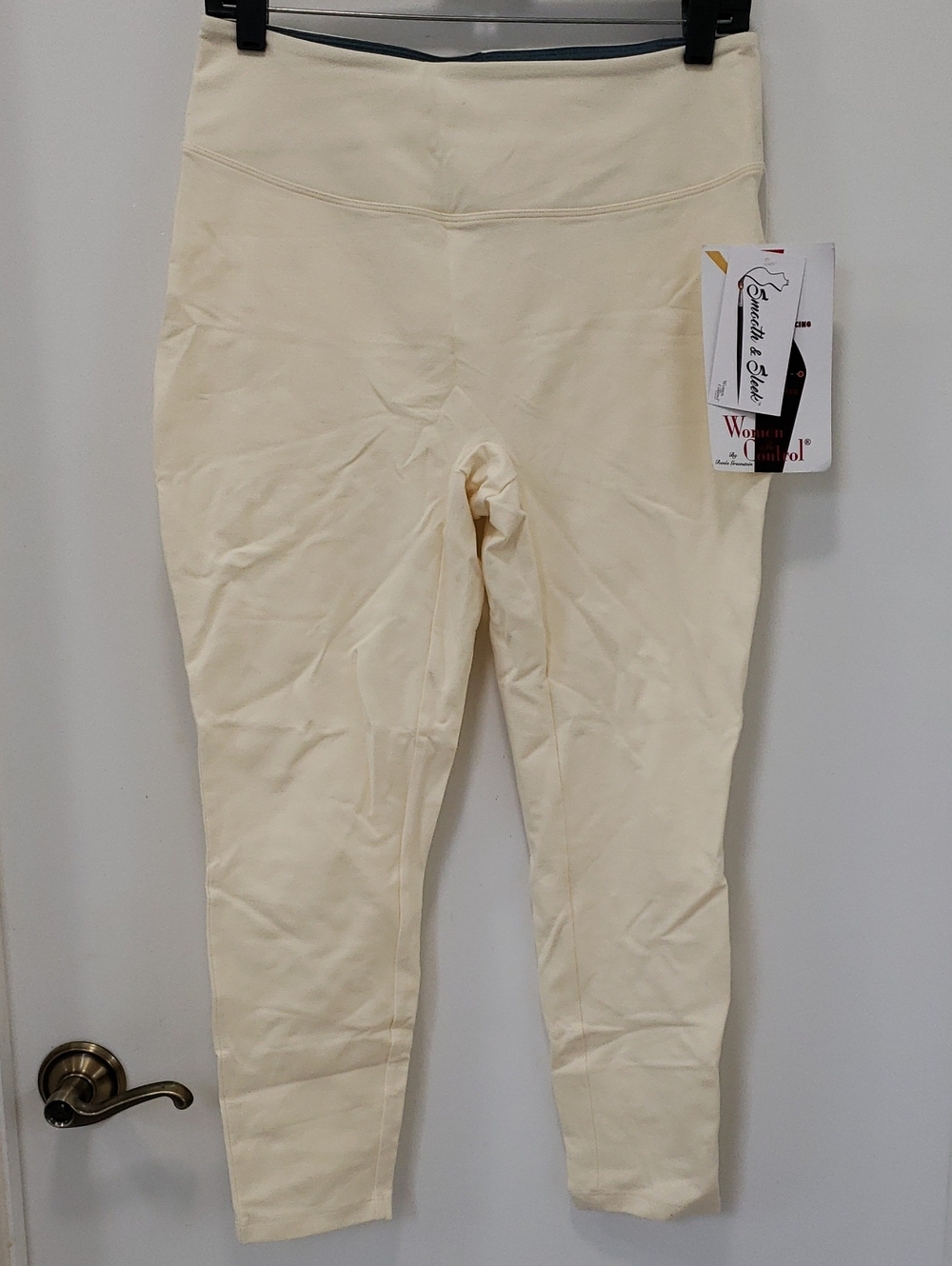 〰️Women with Control〰️ Cream High-Waist Stretch Leggings M
